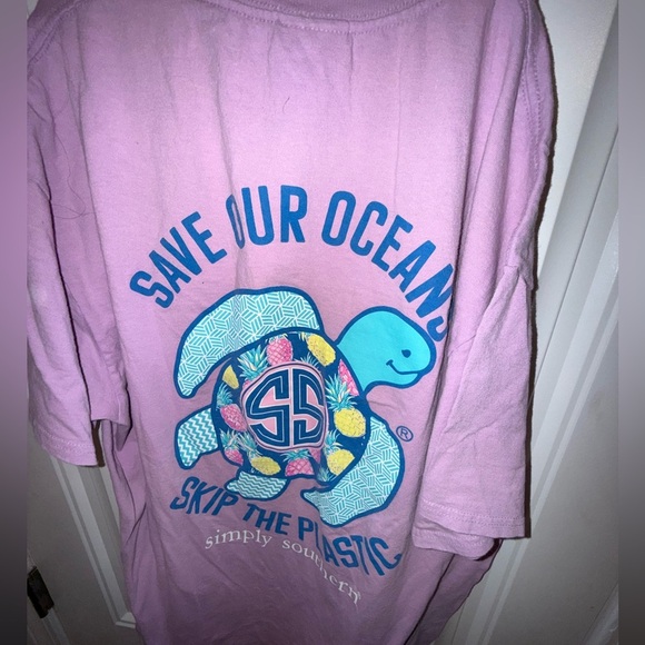SIMPLY SOUTHERN T - Shirt Women's  L Cotton Lavender Purple SS "Save Our Oceans" - Picture 10 of 10